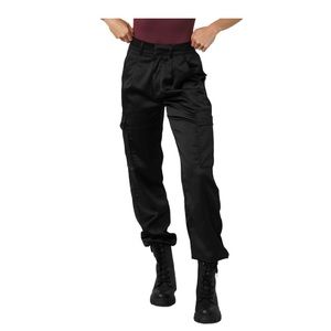 S’edge Hollie Ray Boutique Dressy Satin Cargo WL Joggers NWT Black w26 r11 l28